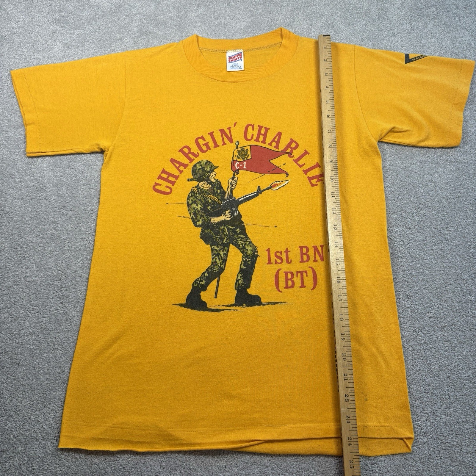 USMC Chargin’ Charlie 1st Battalion 80s T Shirt Named Single Stitch Size Small