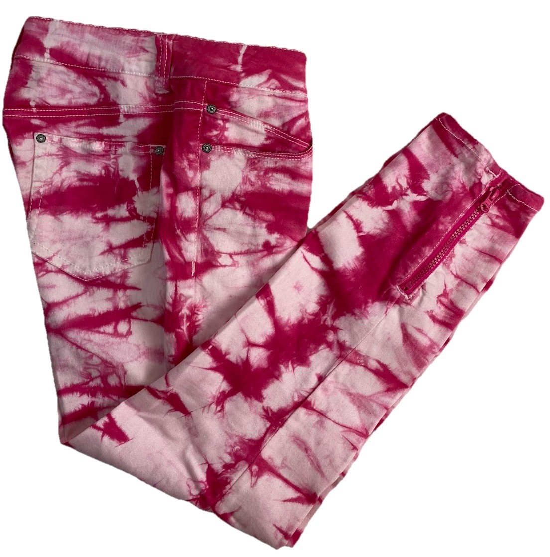 Grane Junior Tie-Dye Pink & White Jeans Zipper at Bottom Low-Rise Size 9