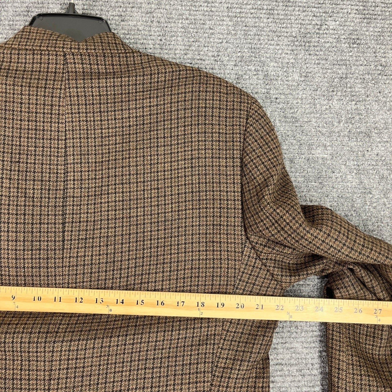 Chaps Wool Houndstooth Plaid Sport Coat Blazer Brown 42R Mens