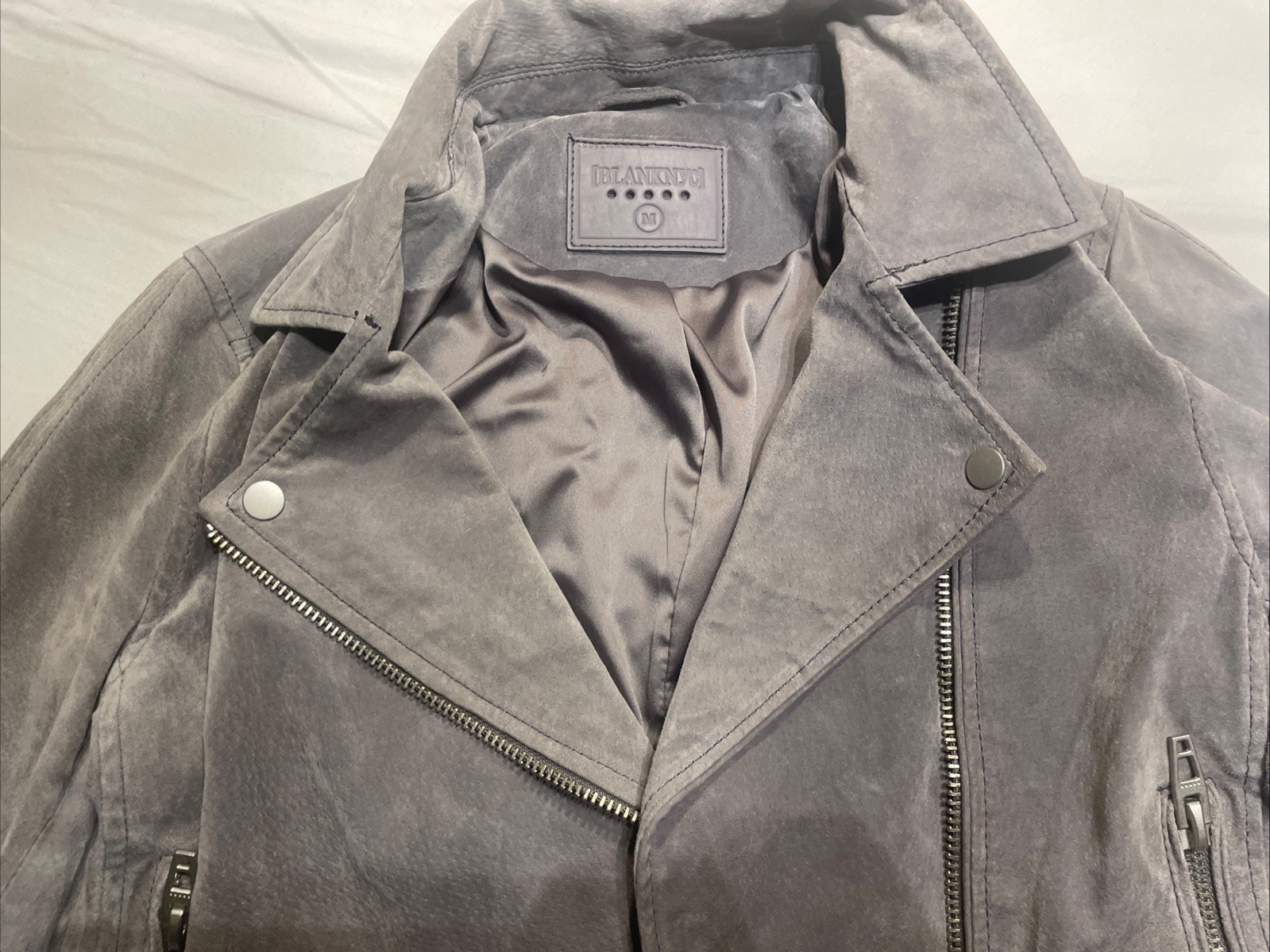 Blank NYC Suede Moto Jacket Grey – Womens Size M