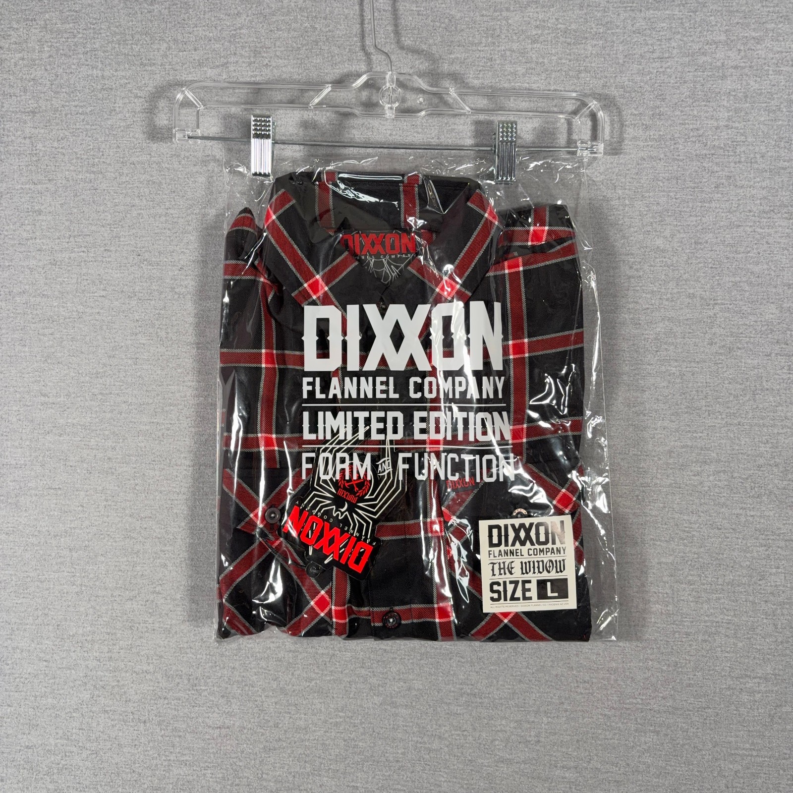 Dixxon Flannel Shirt Mens Large Black Red Plaid Button Up The Widow NEW