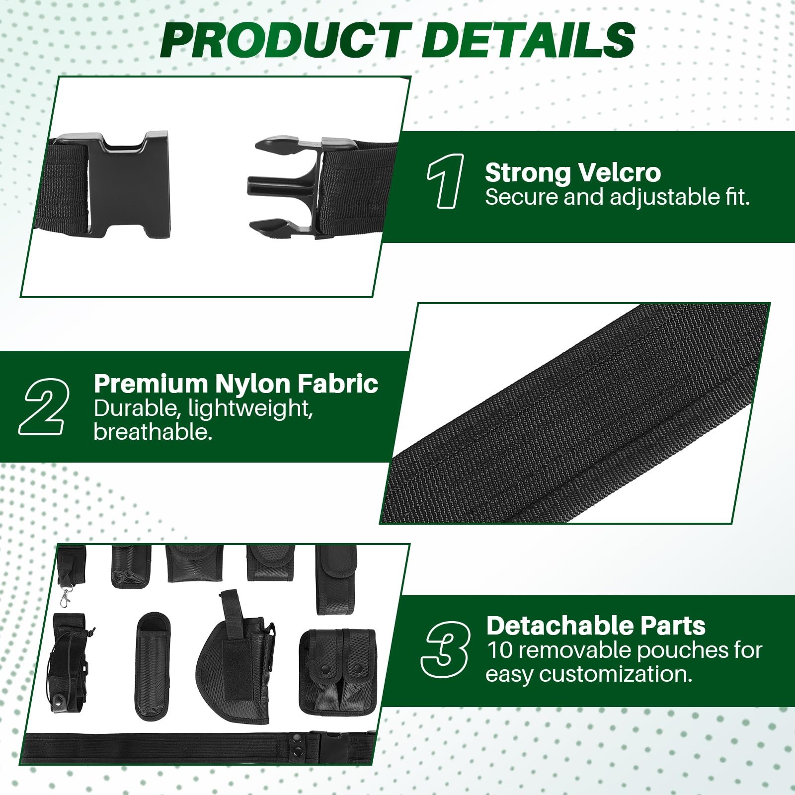 10 in 1 Police Utility Belt, Tactical Guard Duty Belt, Law Enforcement Modula…