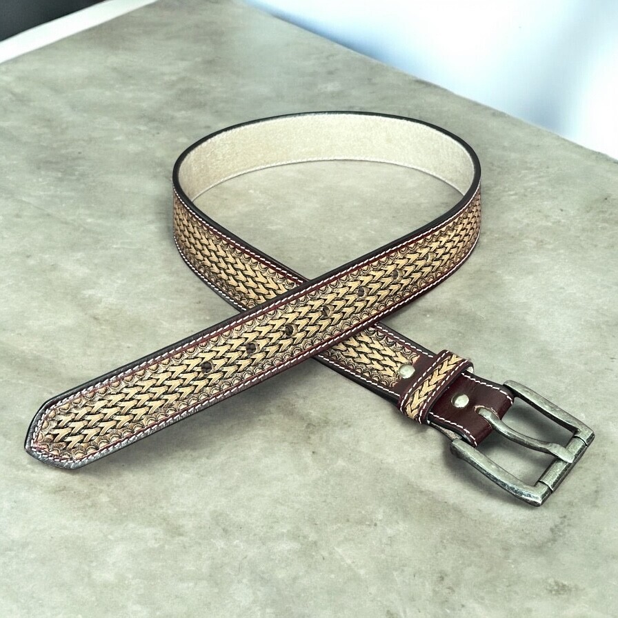 Men’s Belt Full Grain Leather Strap With Removable Buckle Western Belt 1.5″ Wide