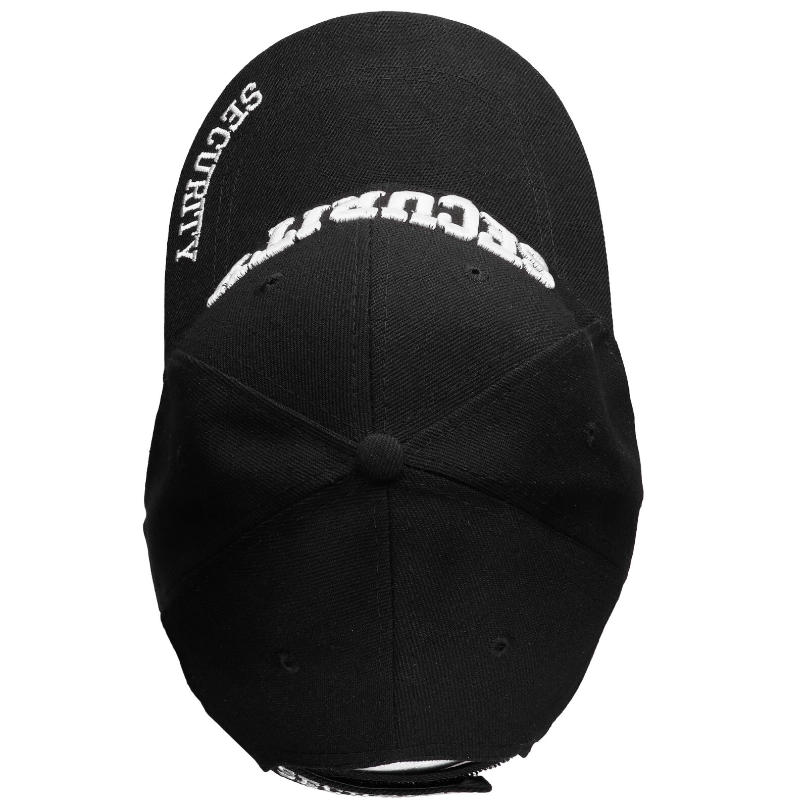 Security Hat Baseball Cap Gold White Embroidery Front Bill Back Adjustable Size
