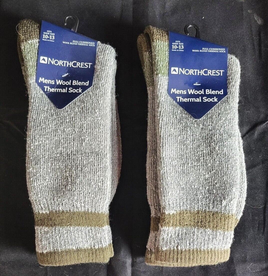 NorthCrest Men’s Wool Blend Thermal Sock 2 Pair NWT