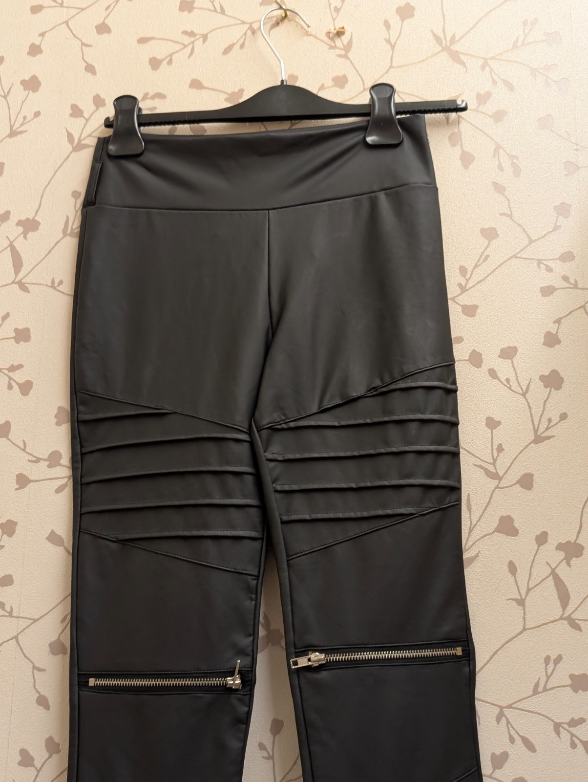 Killstar Pvc Faux Leather Biker Zip Leggings Trousers XS 26″