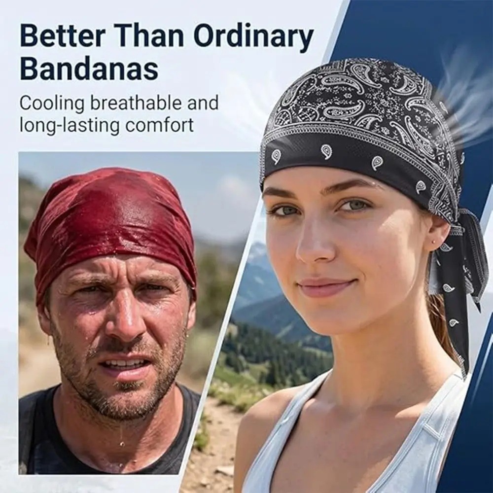Cooling Paisley Skull Cap Helmet Liner Sweat Wicking Head Wrap 3PC
