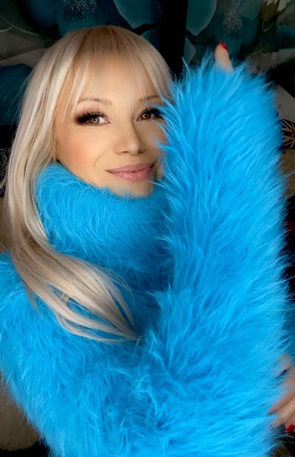 Fuzzy Fluffy Furry Aqua Blue SweaterKitten 200cm Turtleneck Sweater