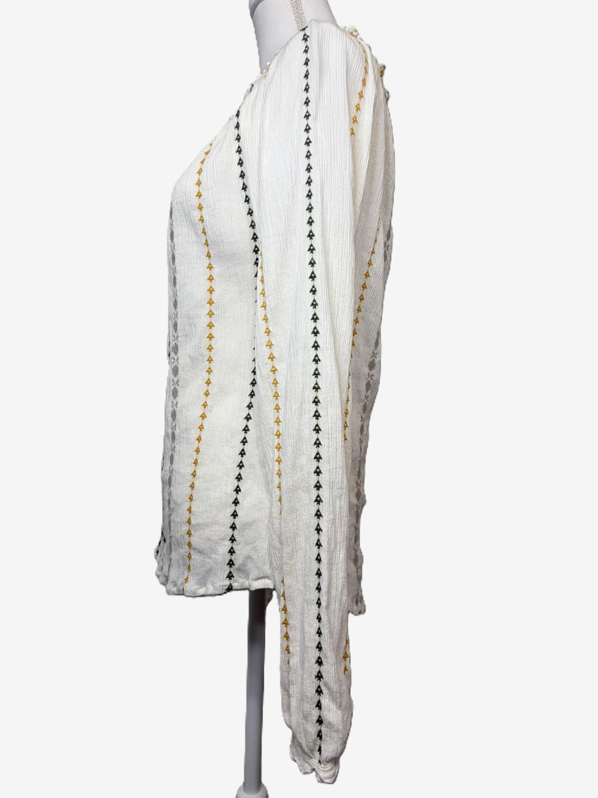 Karen Kane XL White Embroidered Boho Top 100% Cotton Long Sleeve Cottagecore EUC