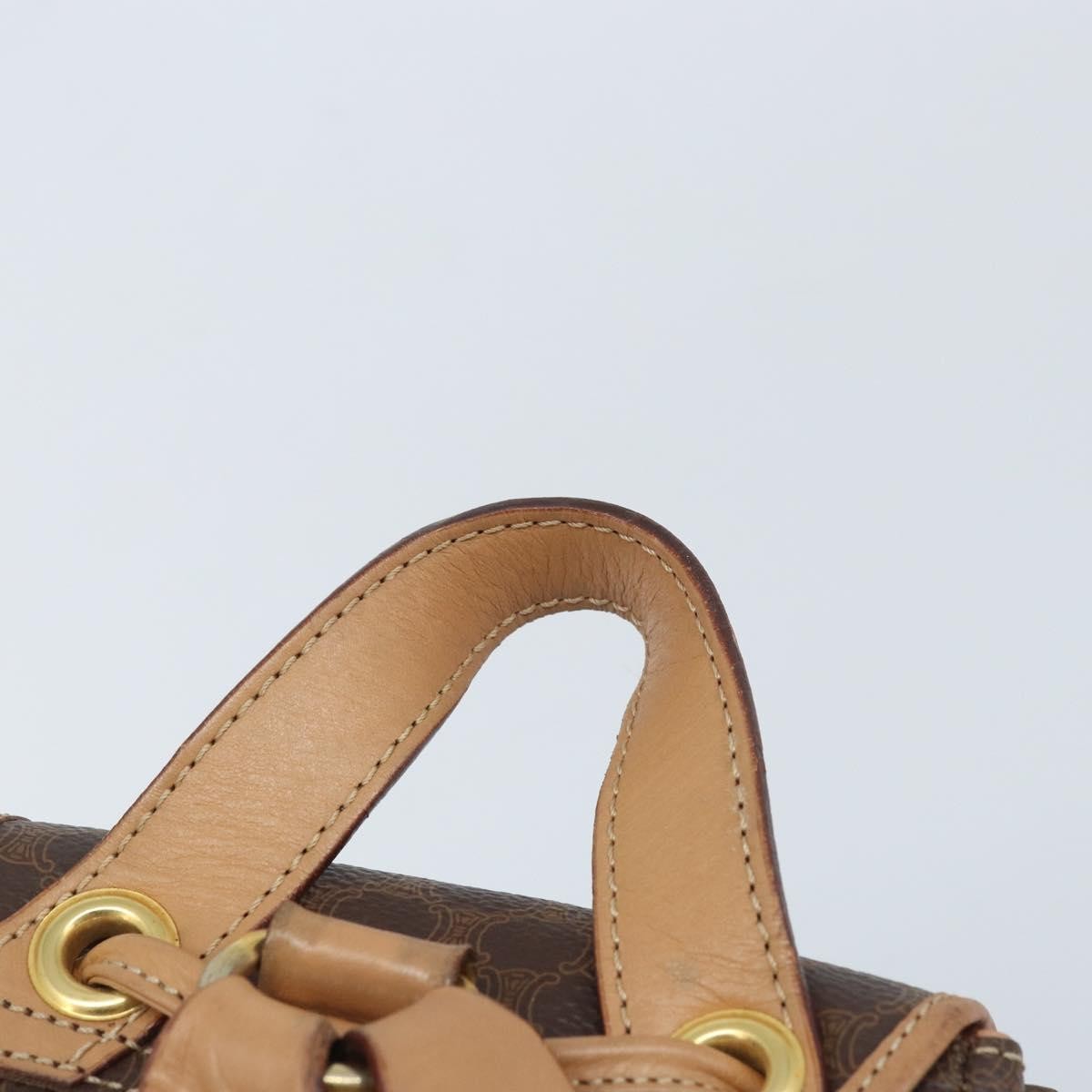 CELINE Macadam Canvas Backpack PVC Leather Brown Gold Auth SW2219