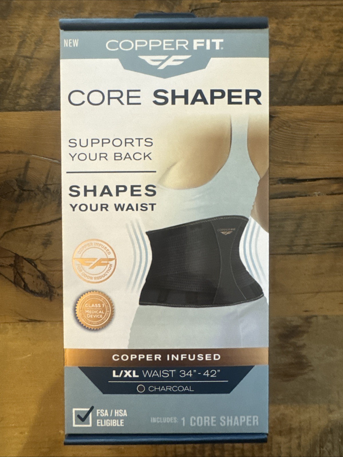 Copper Fit Core Shaper *Supports Your Back & Waist* Sz L/XL 34”to 42″ Charcoal