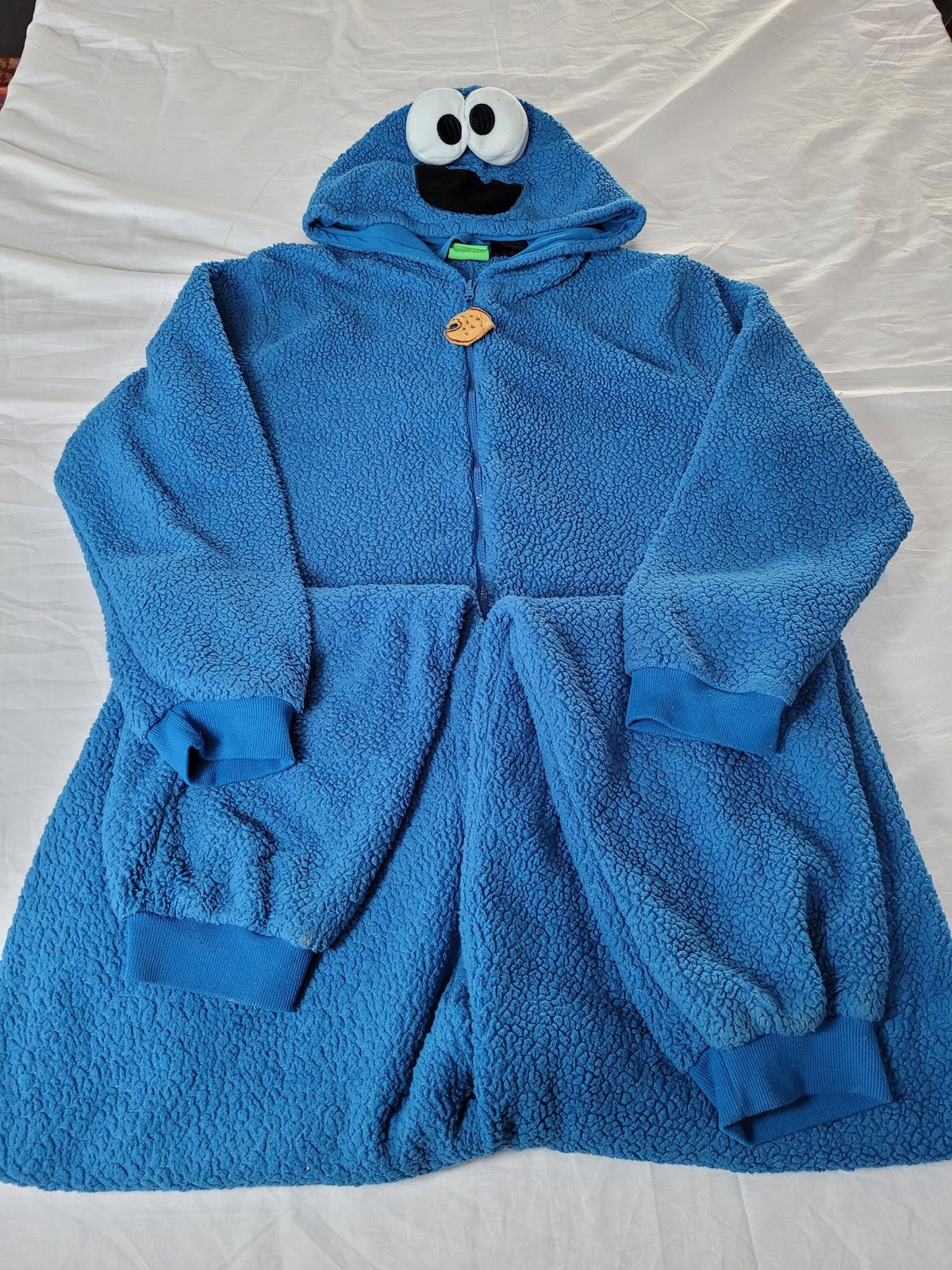 Sesame Street Cookie Monster One Piece Suit Men’s M/L Blue Fleece Cosy Novelty