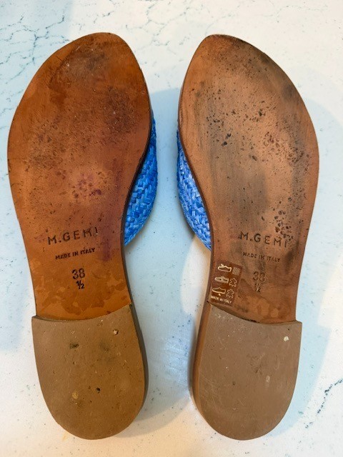 M. Gemi Womens The Marisa Raffia Slide Sandals Ocean Blue EU 38.5