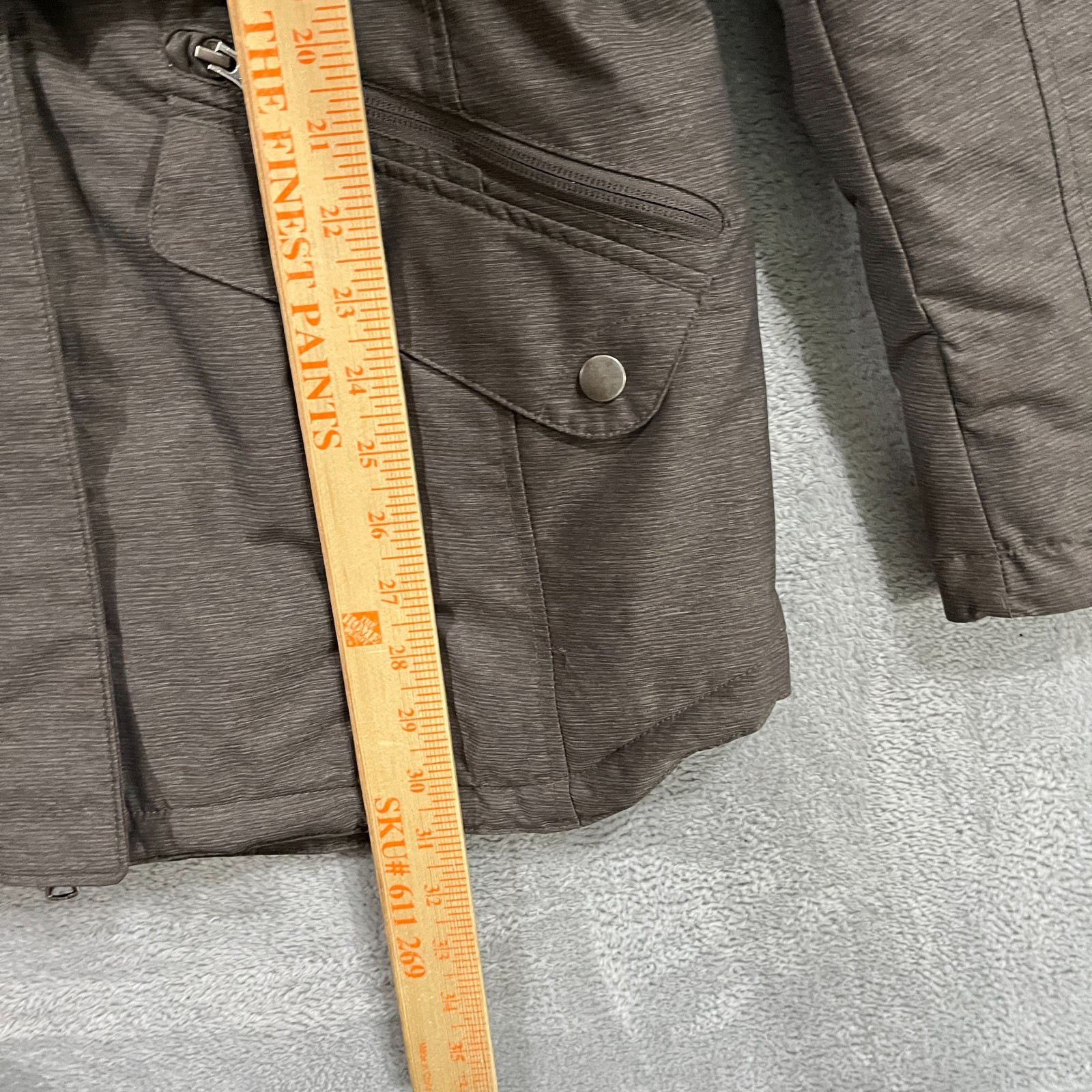 Columbia Carson Pass II Parka Jacket Womens Large Gray Faux Fur Removable Belt