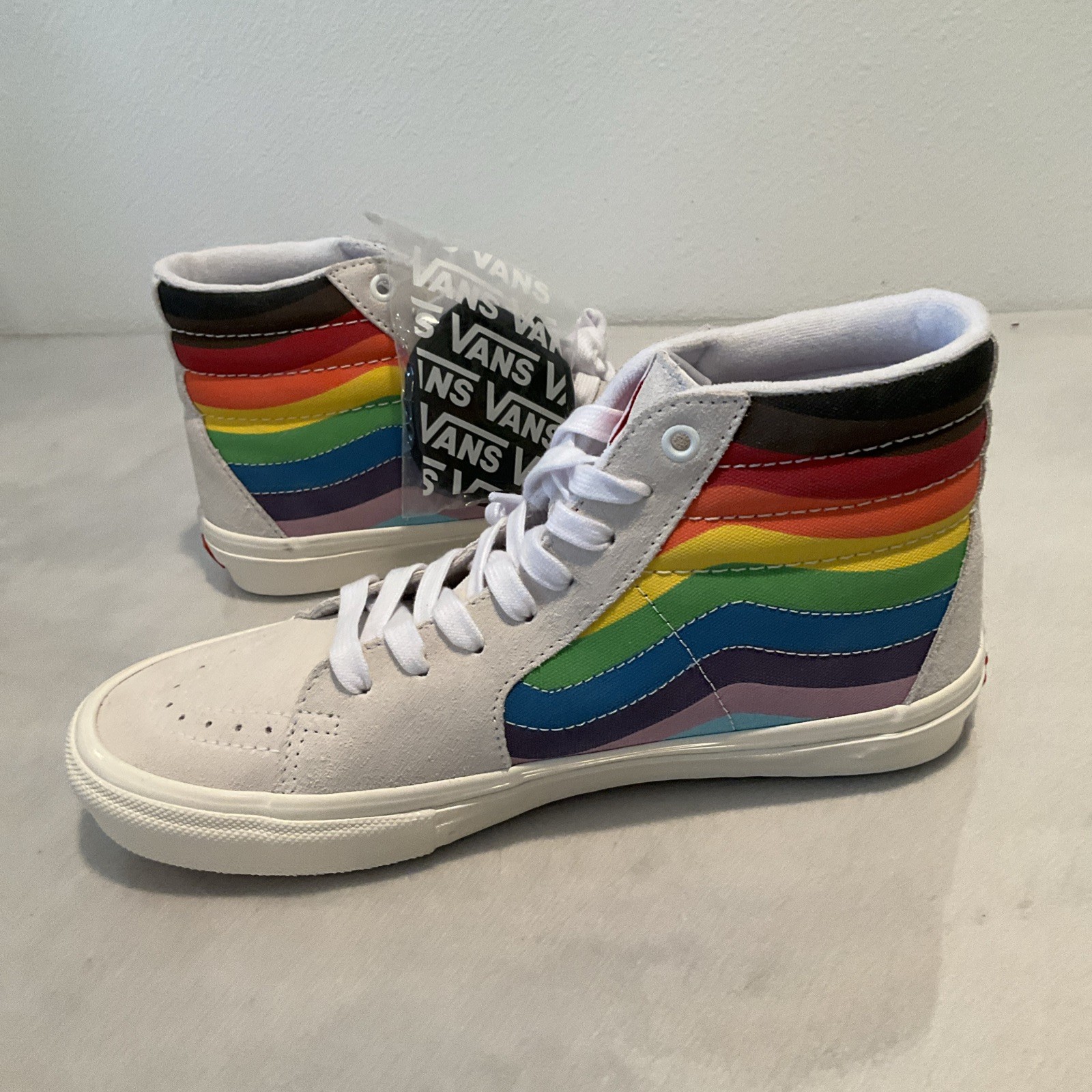 Vans Skate Sk8-Hi Pride White Rainbow Classic Shoe Mens Size 9 Women 10.5 NEW