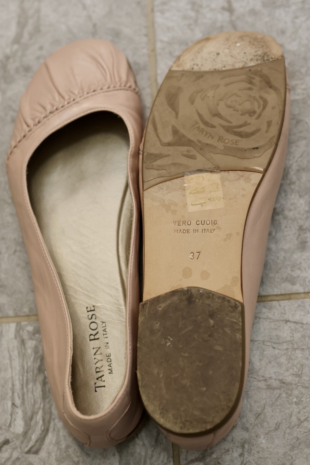 Taryn Rose Brina leather flats size 37 carnation pink
