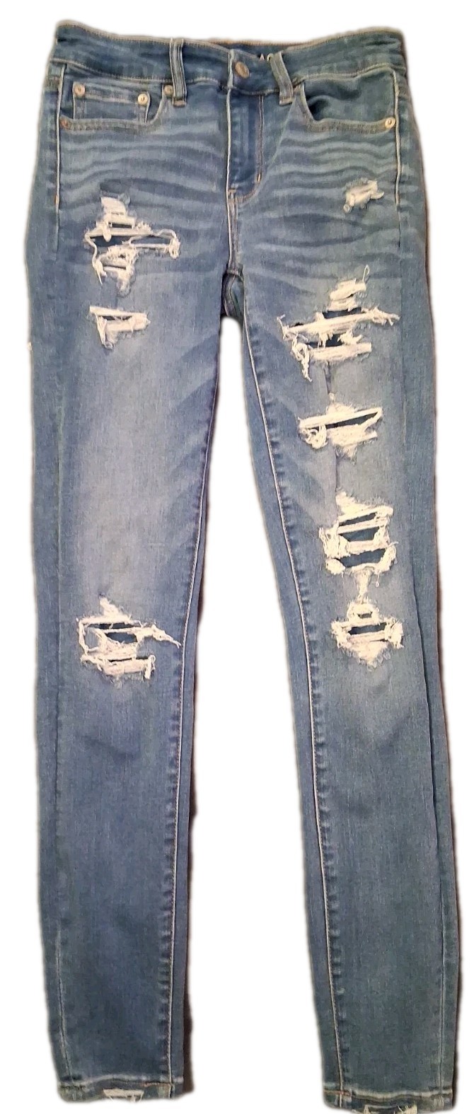 American Eagle Next Level Jeans Womens 2 Distressed High Rise Jegging Stretch