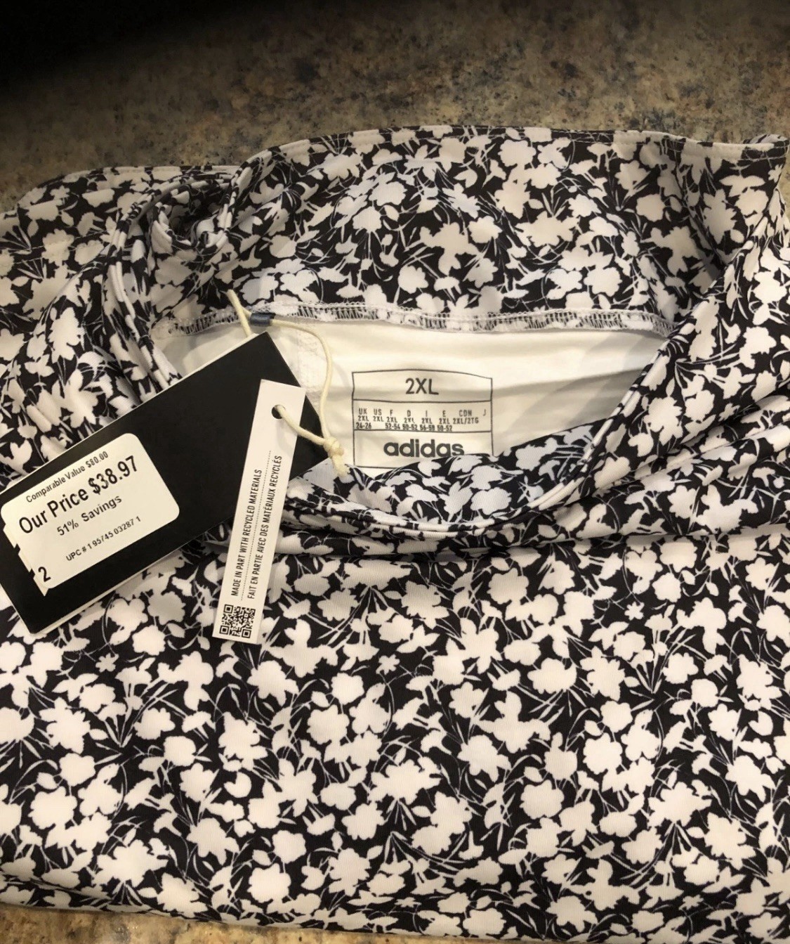Adidas Golf, Tennis, Pickleball Ladies Printed 18-Inch Skort Black/White 2XL NEW