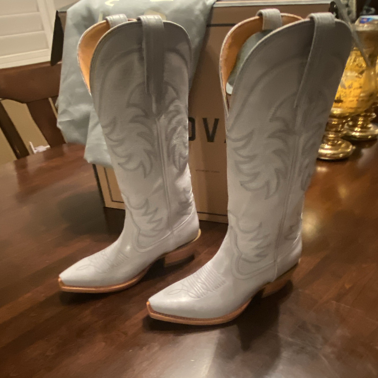 Tecovas Limited Edition Slate Blue Annie Boots 6 1/2 B New in box with boot bags
