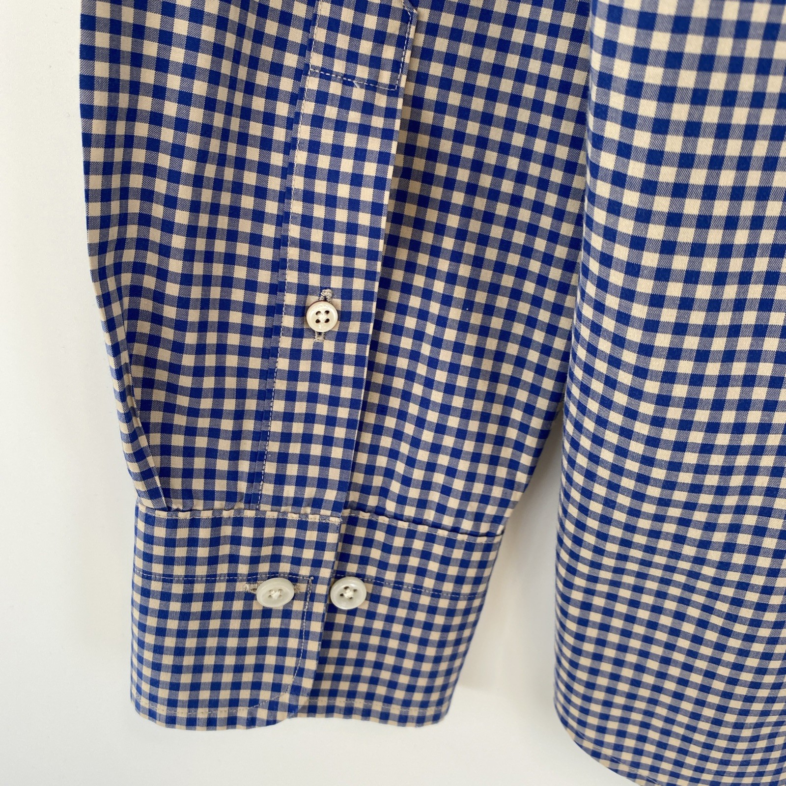 GANT Shirt Mens Large Blue Check Long Sleeve The Broadcloth Gingham Logo Cotton