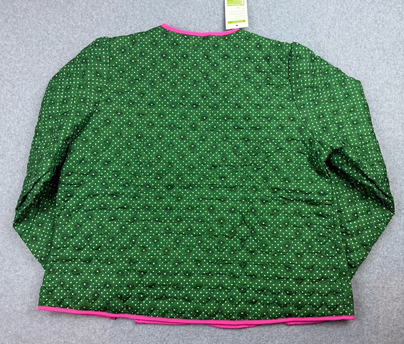 FLORAL PRINT BUTTON DOWN QUILTED Green Pink JACKET Women’s Sz XL