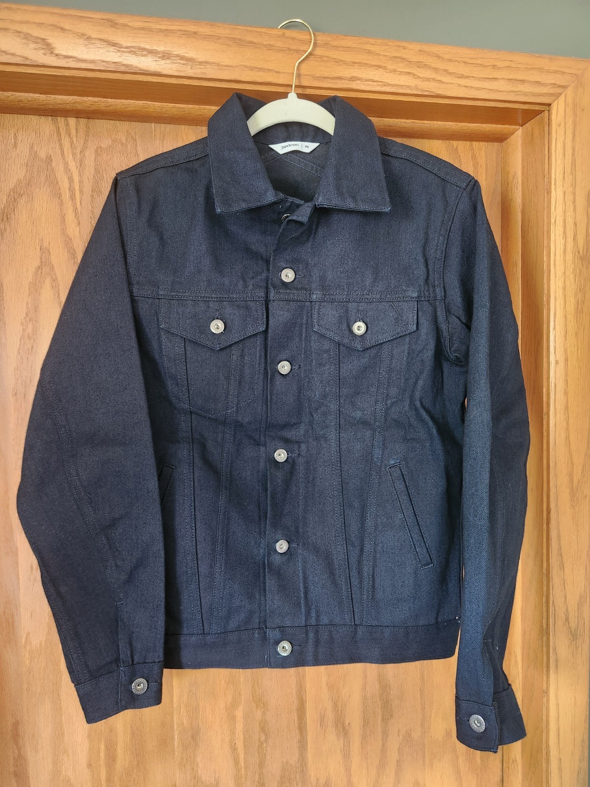 3 Sixteen Men’s Medium Denim Jacket 14 oz Shadow Selvedge Raw Indigo