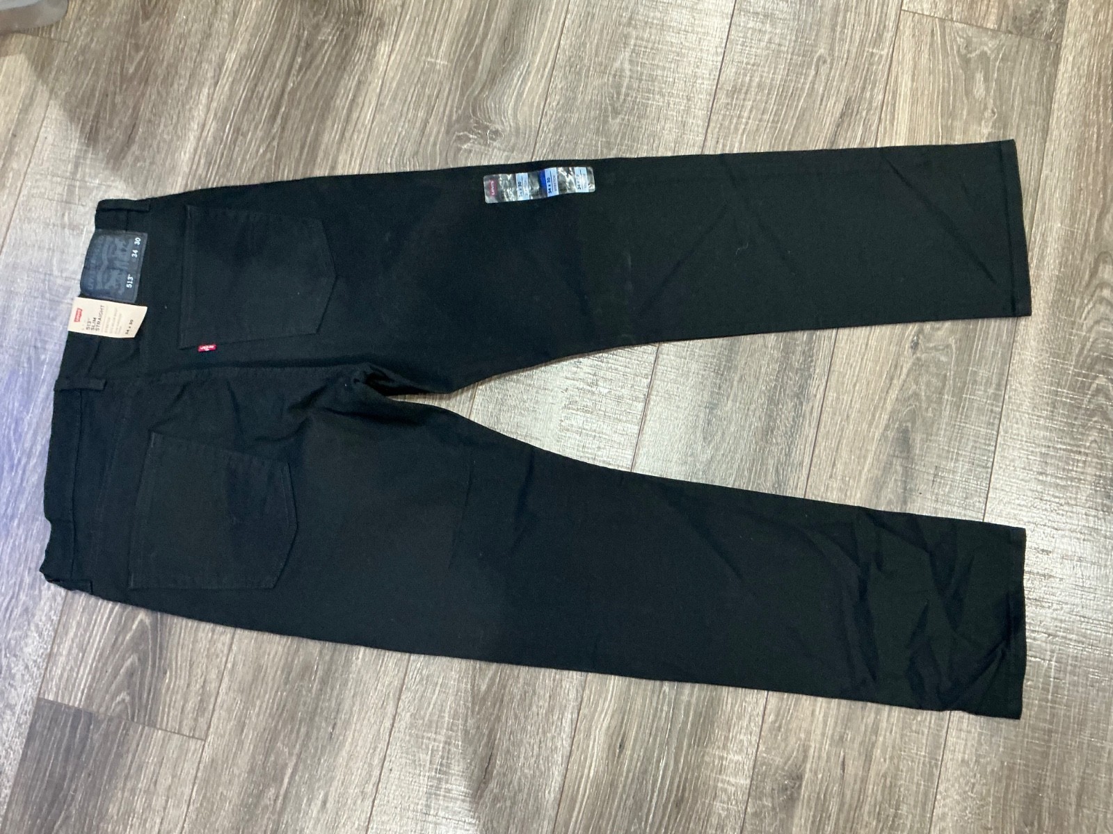 Levis 513 Slim Straight Jeans Mens 34×30 Black Stretch Below Waist (B54) *NWT*