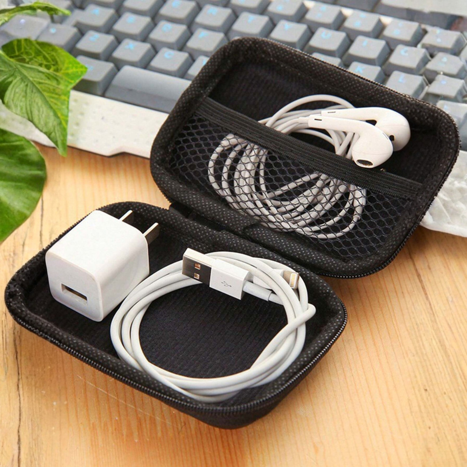 Portable Mini Travel Cable Earphone Phone Charger Storage Case Pouch Coin Purse