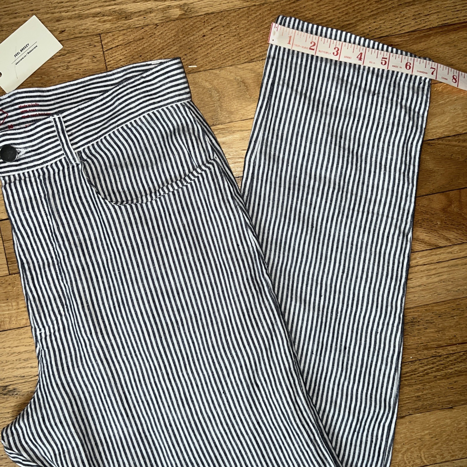 NEW Alex Crane Men’s Stripe 100% Linen Pants Relaxed Fit Casual 30 X 31