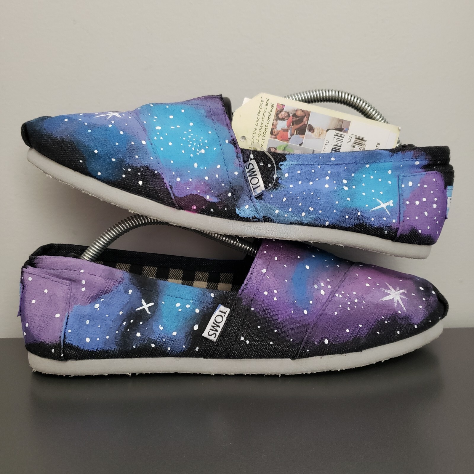 Hand Painted Original Toms Womens 8.5 Night Sky Stars Purple Blue Black Shoes