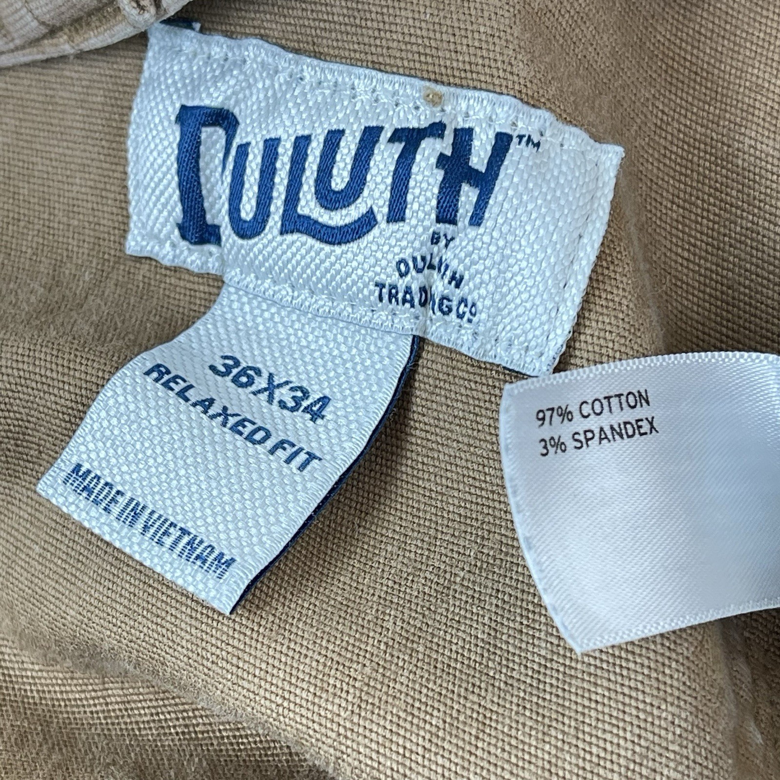 Duluth Flex Fire Hose Ultimate Relaxed Fit Cargo Work Pants Mens 36×34 Brown Tan