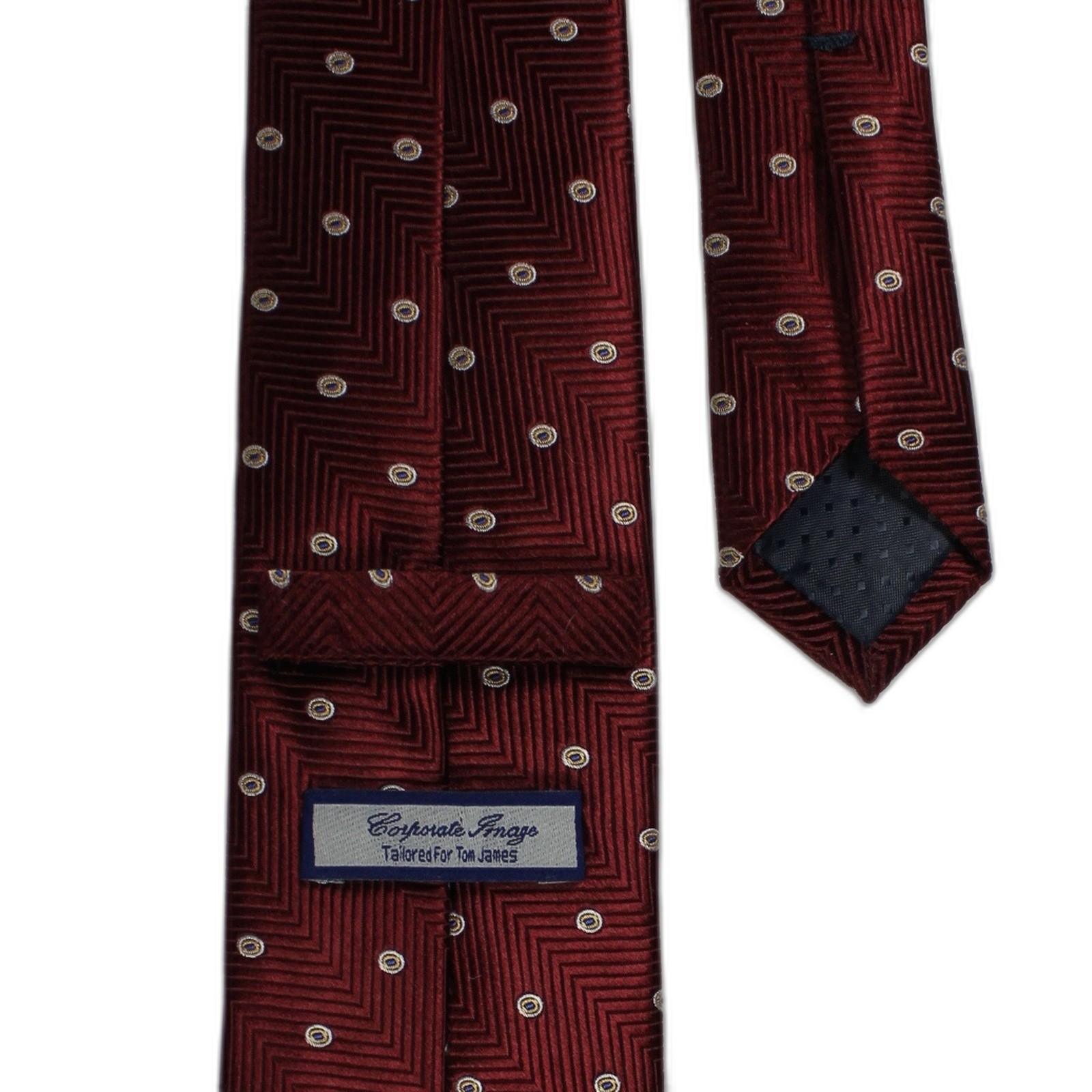 CORPORATE IMAGE Silk Tie Tom James Red Geometric Classic Mens Necktie