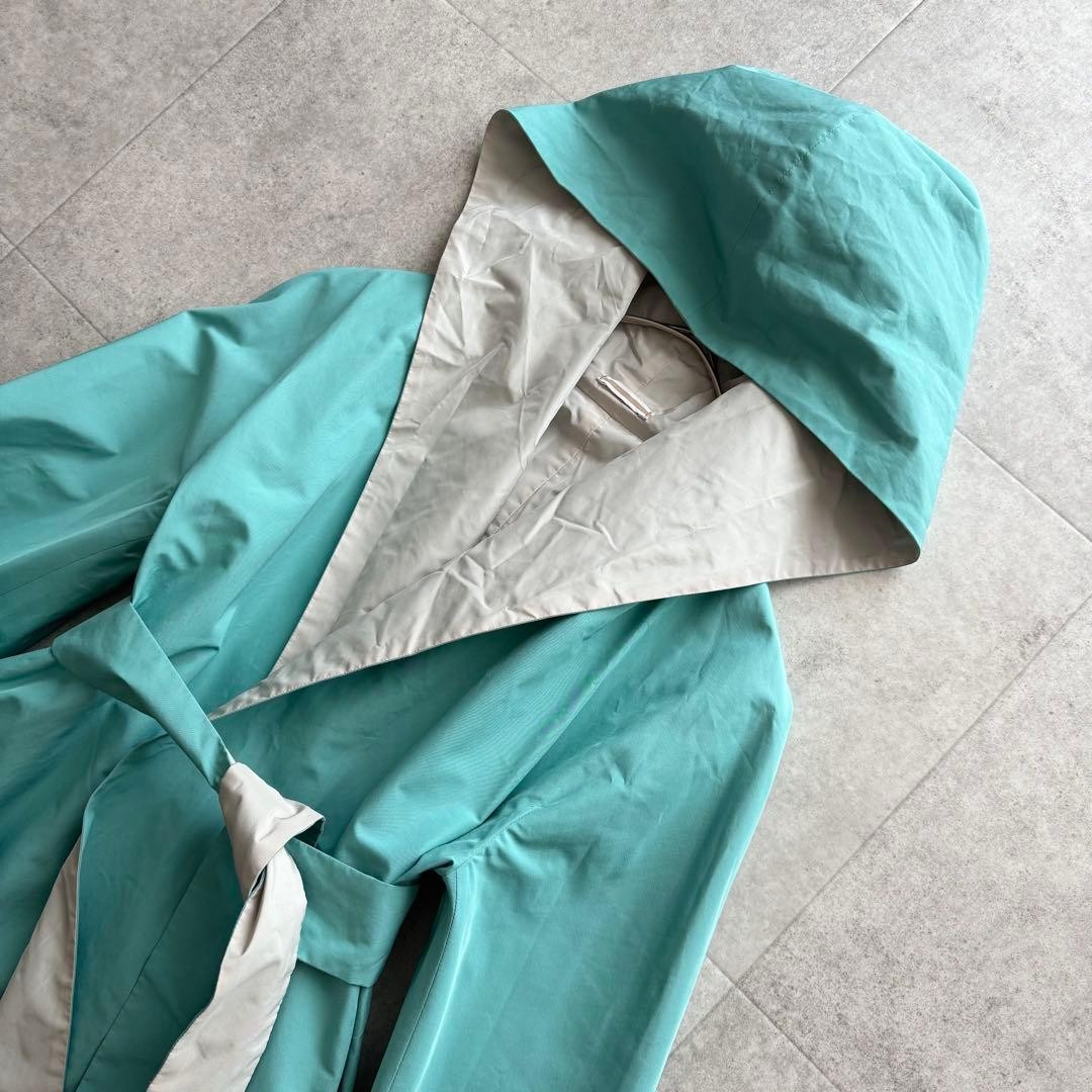 Max Mara Reversible Spring Coat, Polyester, Light Gray and Verdigris, Size XS