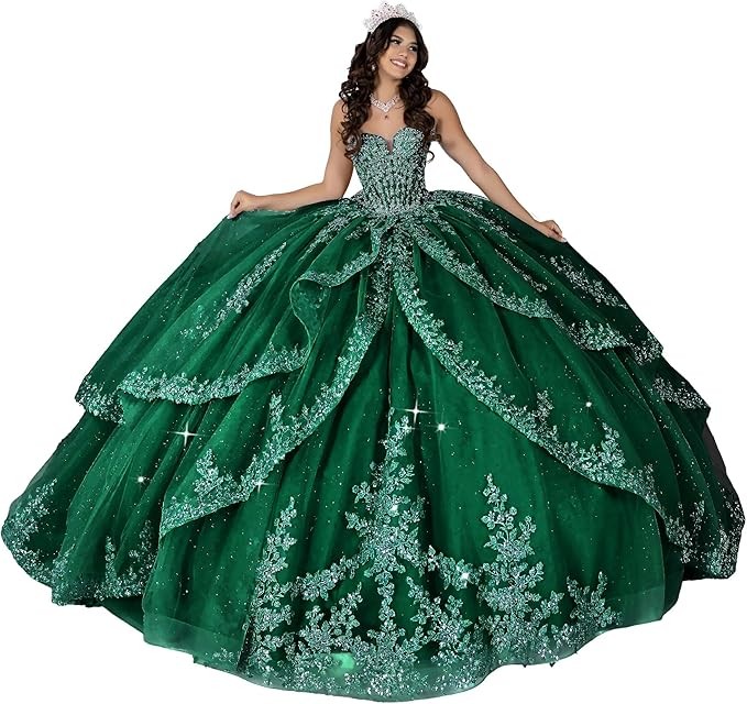 ‌Lace Appliques Quinceanera Dresses with Train Tulle Tassel Vestido De 15 Aos