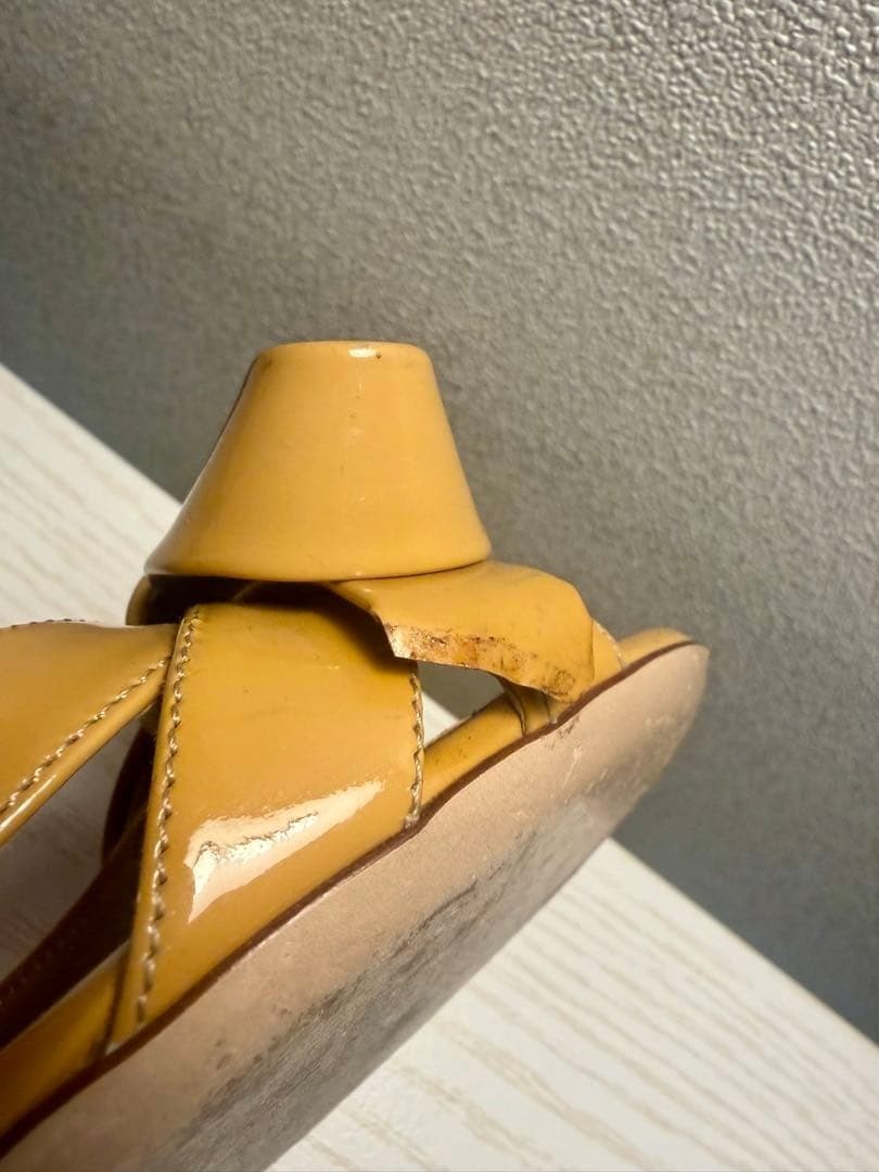 VALENTINO GARAVANI Patent Leather Bow High Heels Slingback Camel Brown 35.5/23cm