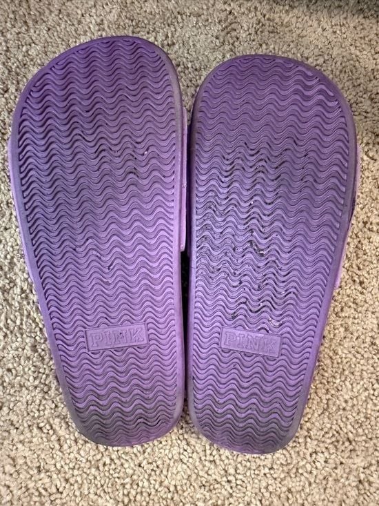 PINK Victoria’s Secret Lavender Slide Sandals with Black Logo