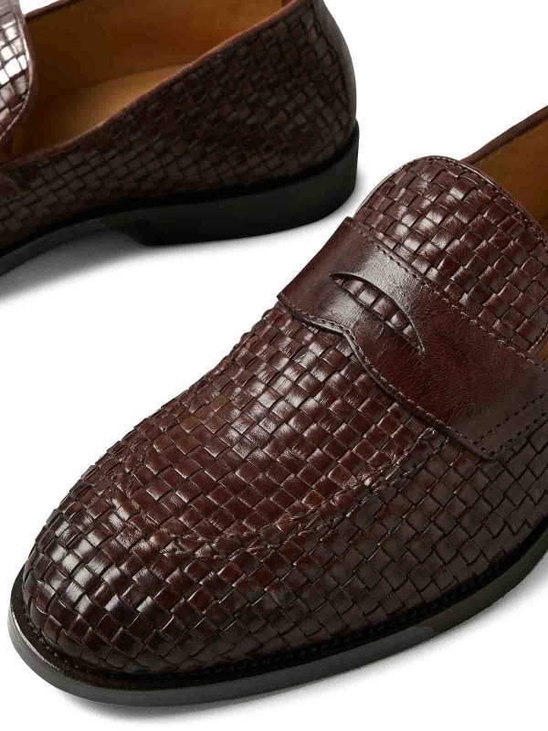 BRUNELLO CUCINELLI MEN’S BURNED LEATHER WOVEN LOAFERS MSRP $1595