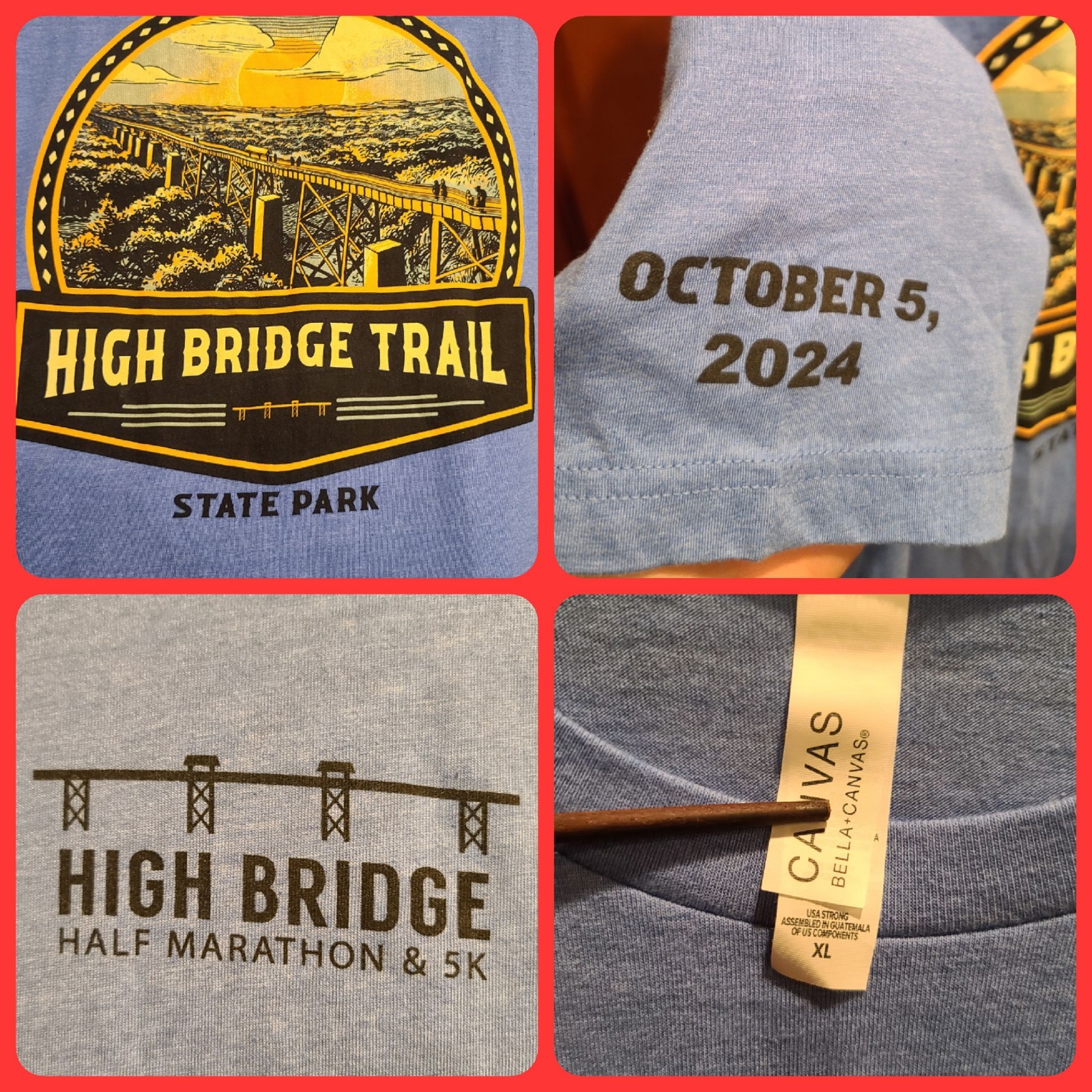 HIGH BRIDGE STATE PARK VA ’24 Marathon 5k Run Walk Blue Graphic T-Shirt XL