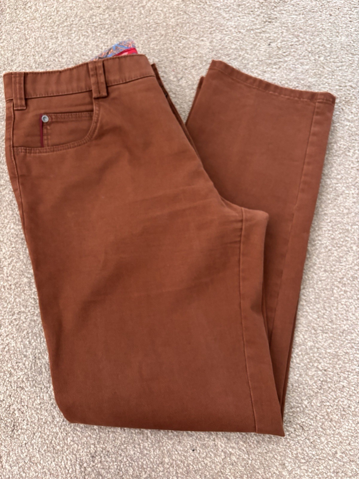 MEYER DIEGO CHINO STYLE TROUSERS WITH STRETCH IN BROWN W36 L32