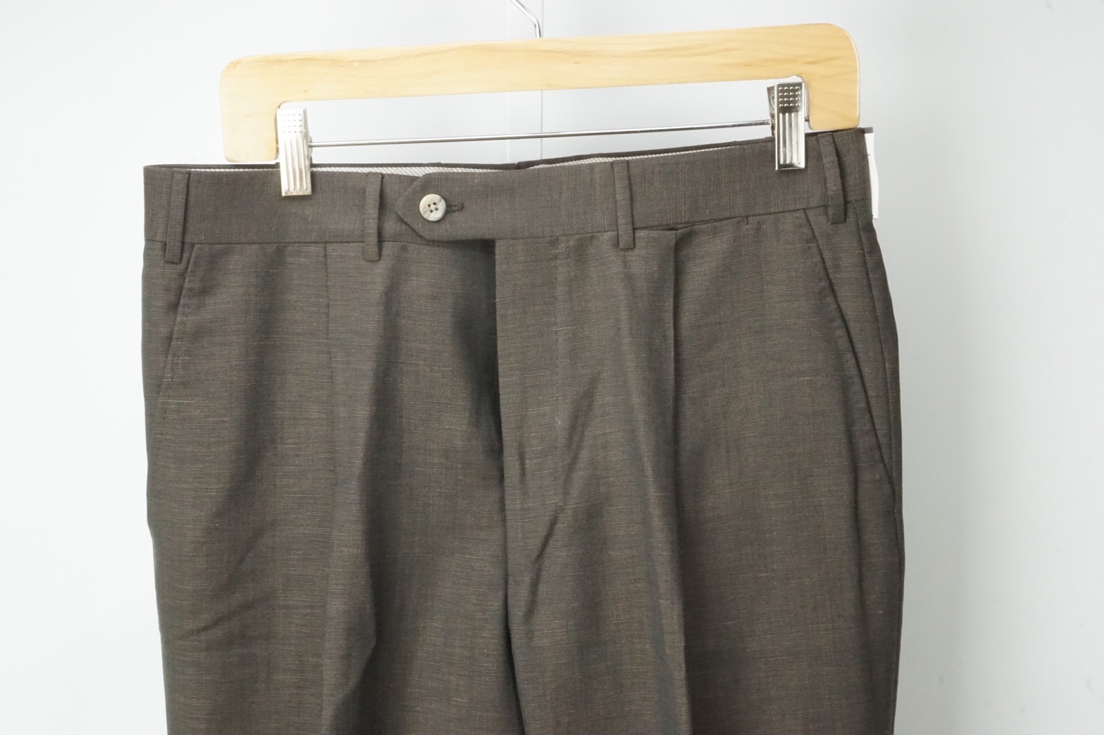 Corneliani Master Brown Woven Wool Cotton Linen Dress Pants Sz 48R EU BRAND NEW
