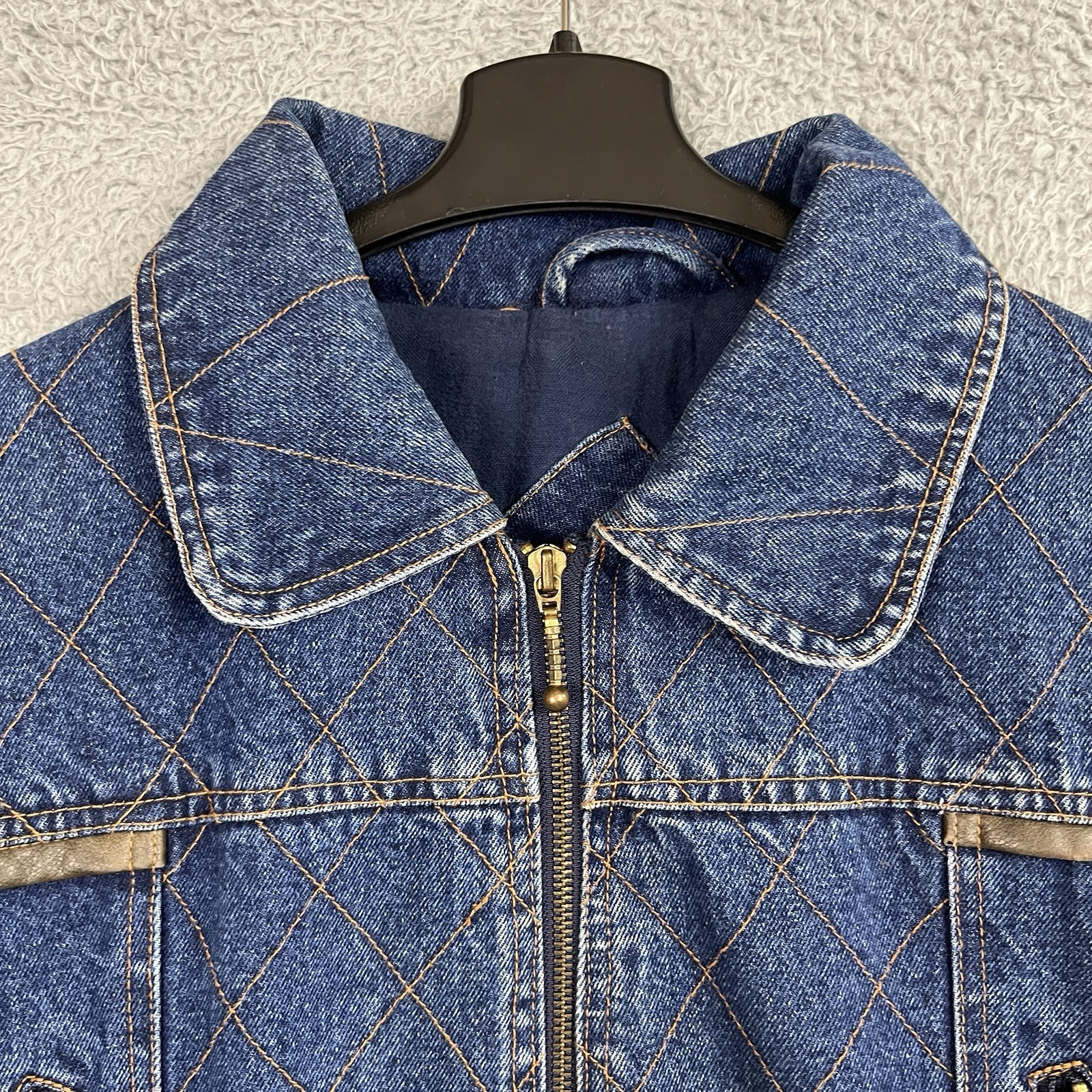 Vintage Retro Denim Jacket Womens Medium Oversized Western Ranchwear Chore 90s