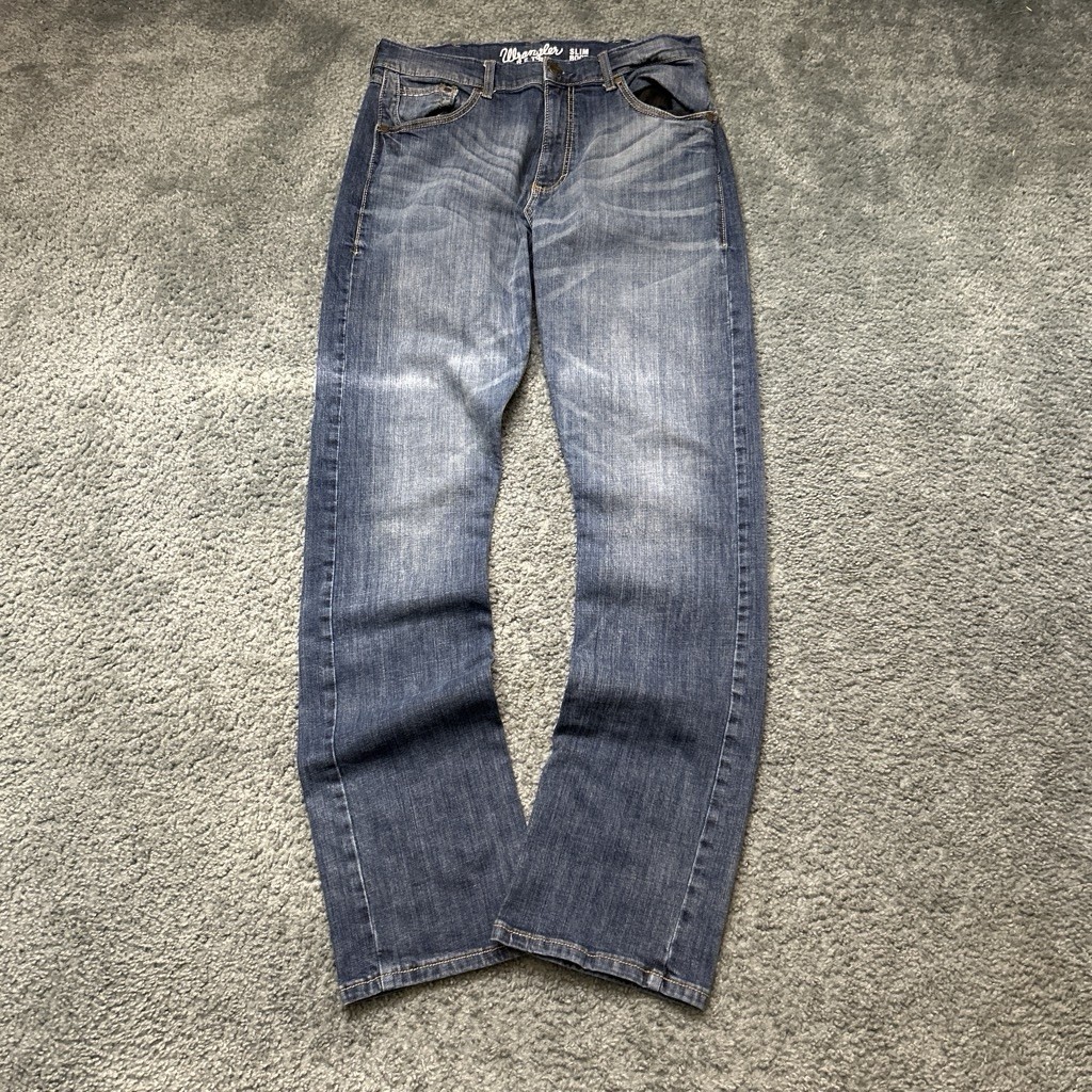 Wrangler Retro Dark Wash Slim Bootcut Fit Jeans Mens Sz 34×35