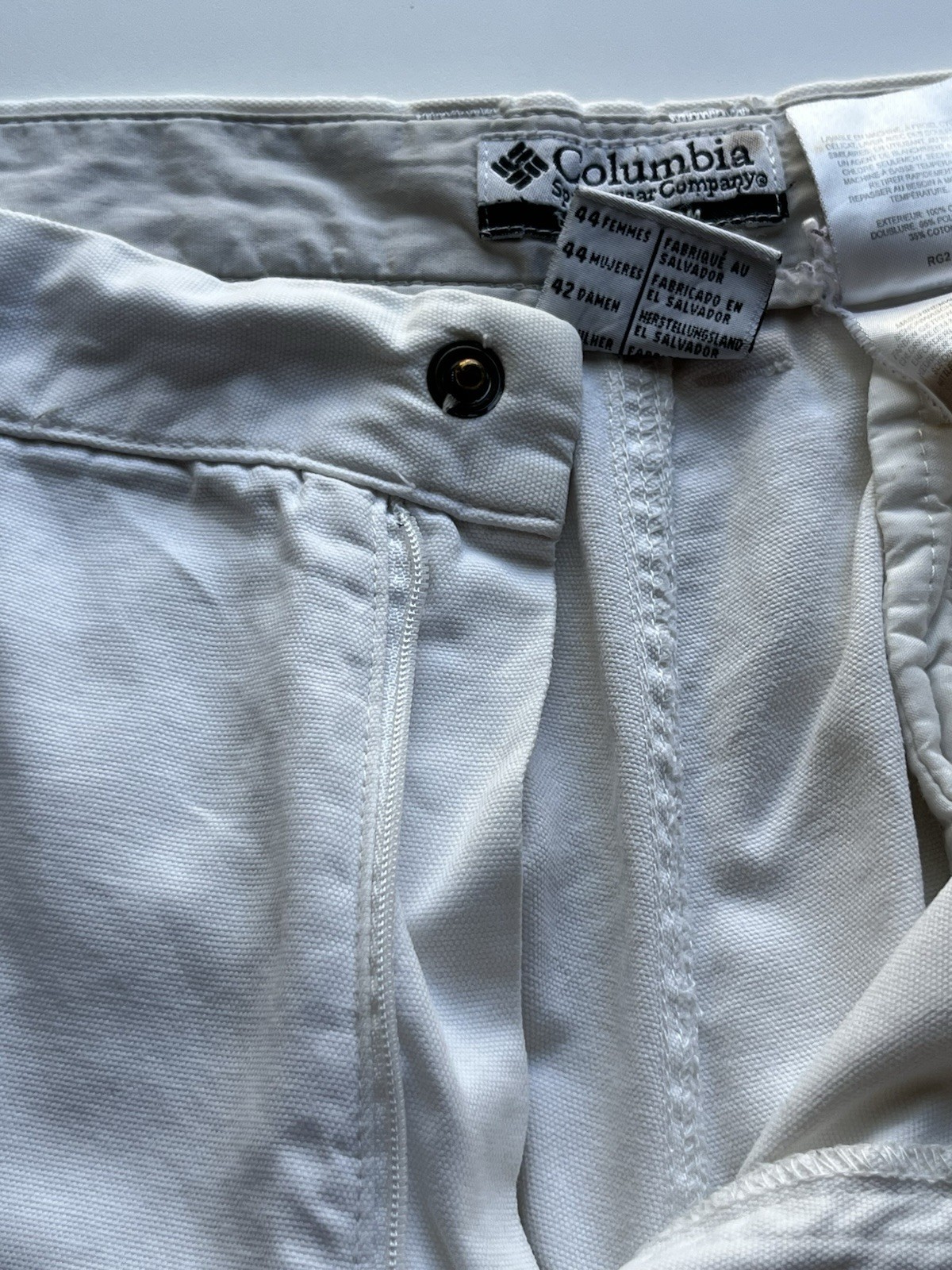 Columbia Trousers Womens Size UK 16 White 100% Cotton Outdoor Casual