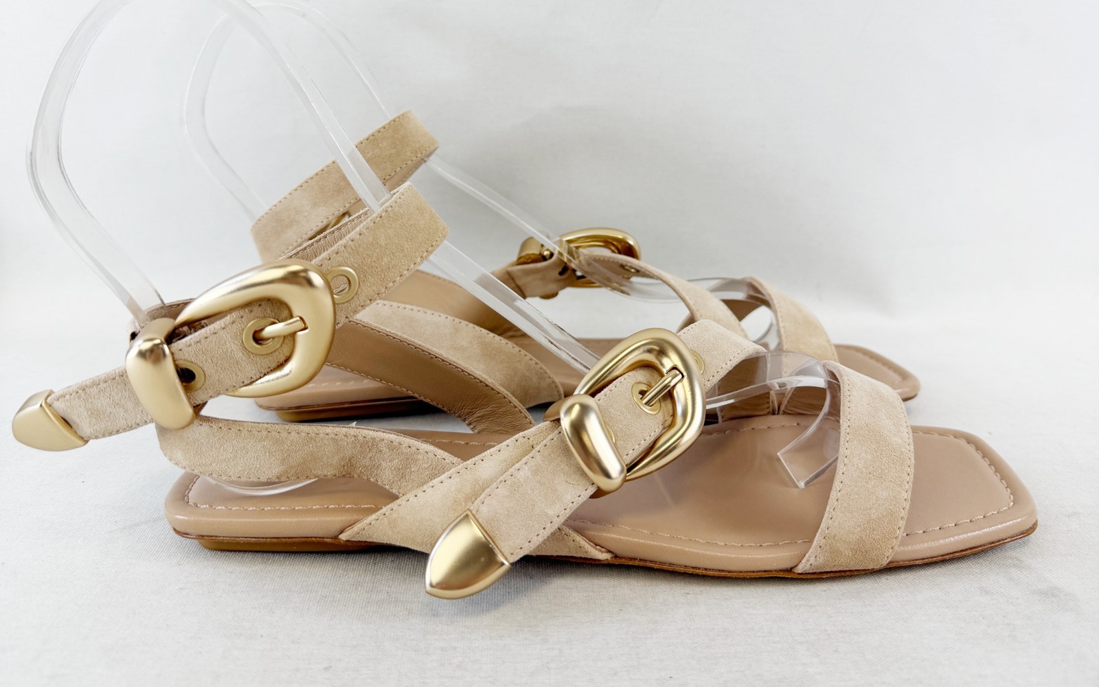NEW STUART WEITZMAN Maven Sport Suede Leather Sandals 7.5 Adobe Open Toe