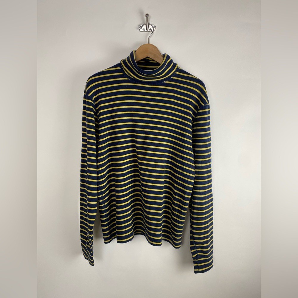 J. Crew Heritage brushed rib-knit turtleneck in navy sun stripe Size M