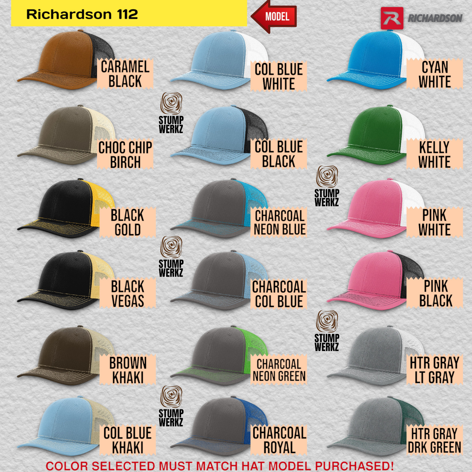Custom Personalized Hat Baseball Cap Trucker Richardson 112 312 168 Logo Promo
