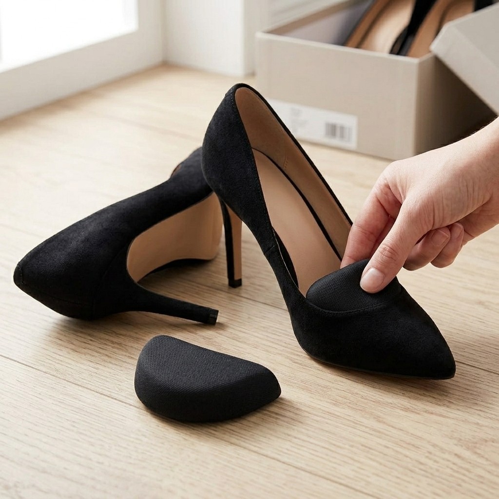 4Pcs Black Foam Forefoot Cushions Pain Relief Pads for High Heels Shoes