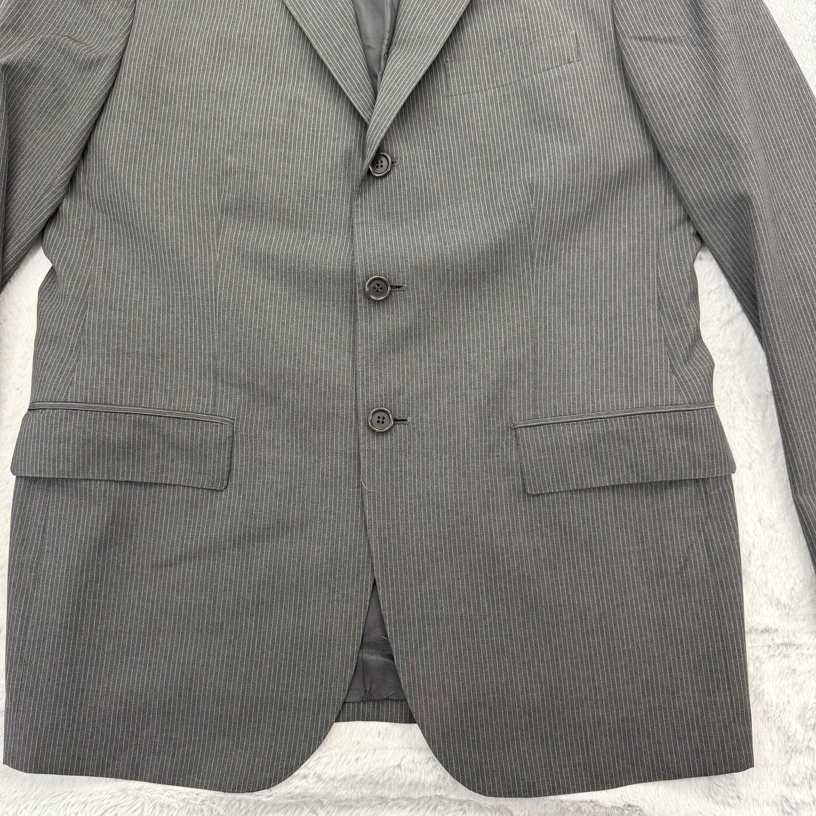 Boggi Milano Suit Mens IT 52 US 42 Gray Pinstripe Wool 2 Piece 36×32 Pants Italy