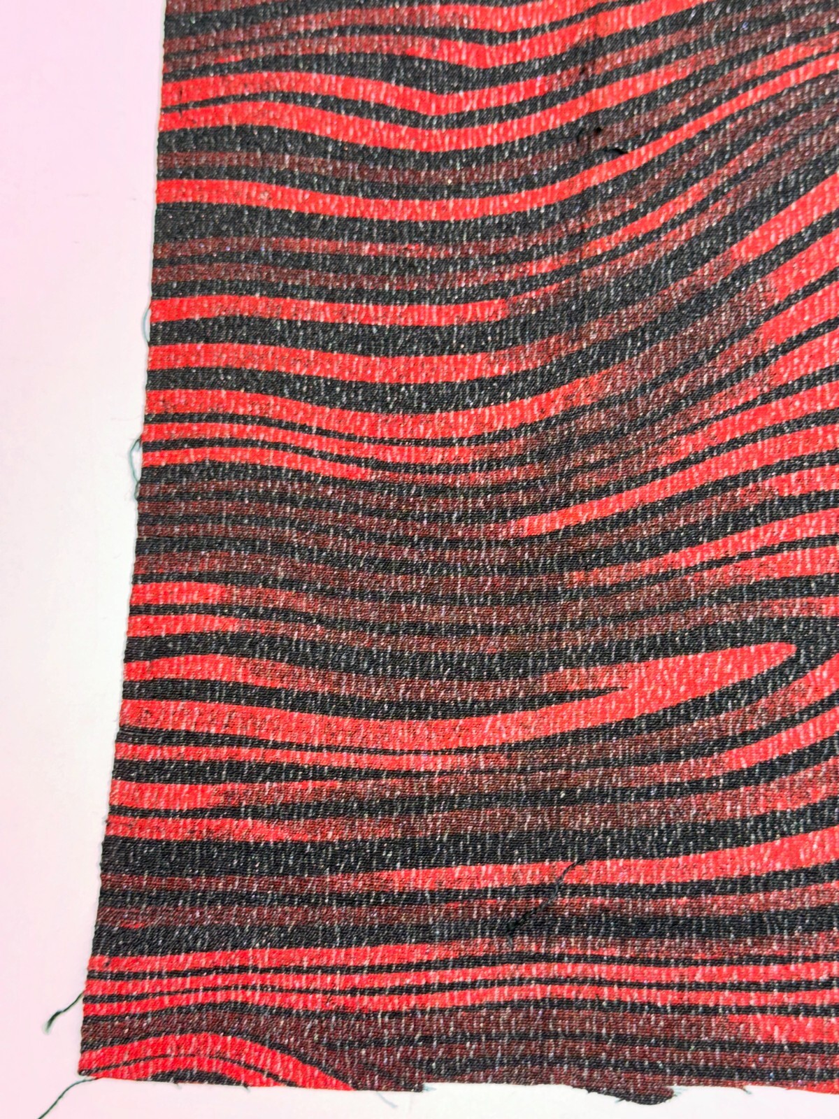 Japanese Vintage Kimono Fabric cloth Boro silk Red Black Tradition Dirt 57×7.4in