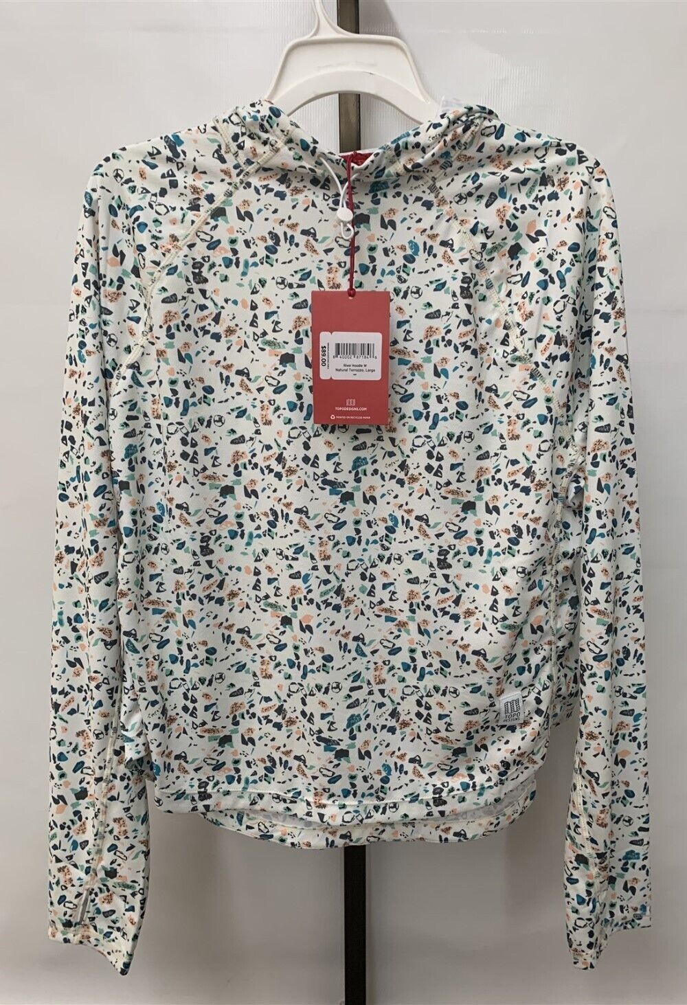 Topo Design Women’s Waterproof River Hoodie Natural Terrazzo X-Small or Large